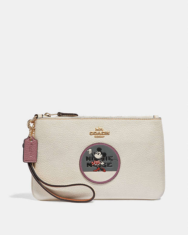 COACH® | Boxed Minnie Mouse Small Wristlet With Patches