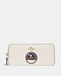 COACH®,BOXED MINNIE MOUSE SLIM ACCORDION ZIP WALLET WITH PATCHES,Leather,Chalk/Light Gold,Front View