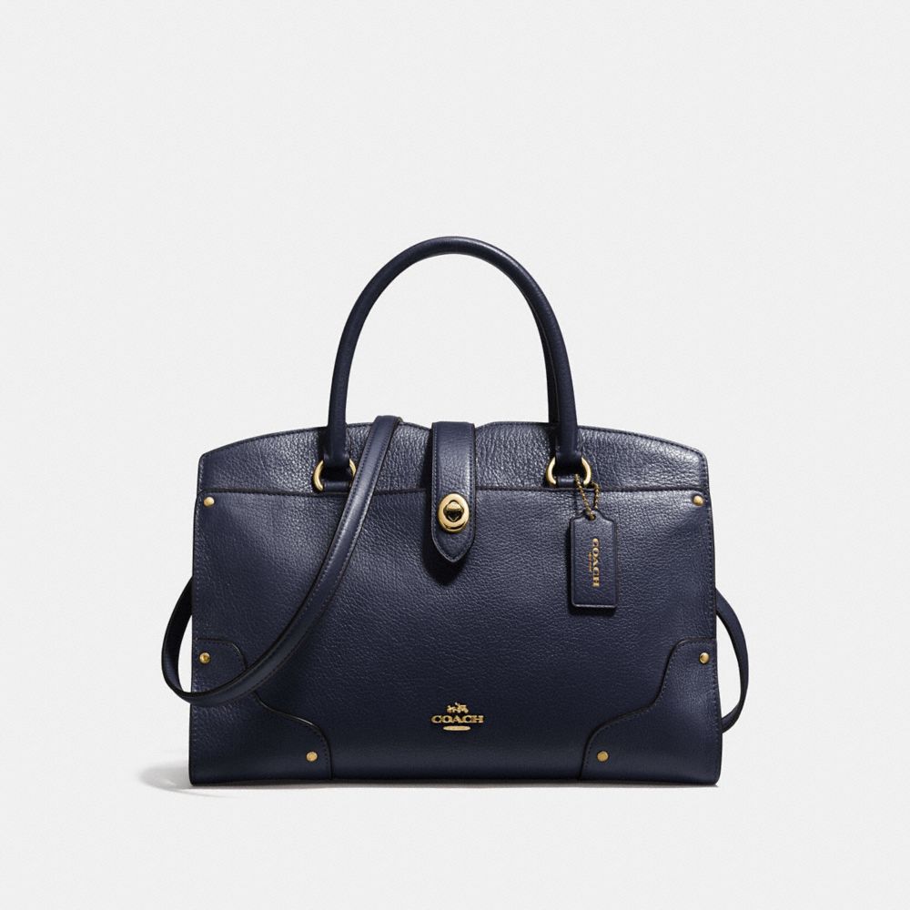 COACH®,MERCER SATCHEL 30,Leather,Light Gold/Navy,Front View