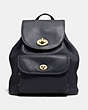 COACH®,MINI TURNLOCK RUCKSACK,Leather,Medium,Light Gold/Navy,Front View