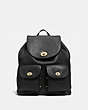 COACH®,TURNLOCK RUCKSACK,Leather,Large,Light Gold/Black,Front View