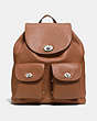 COACH®,TURNLOCK RUCKSACK,Leather,Large,Silver/Saddle,Front View