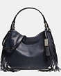 COACH®,COACH NOMAD FRINGE HOBO IN PEBBLE LEATHER,Pebble Leather,Large,Navy/Dark Gunmetal,Front View