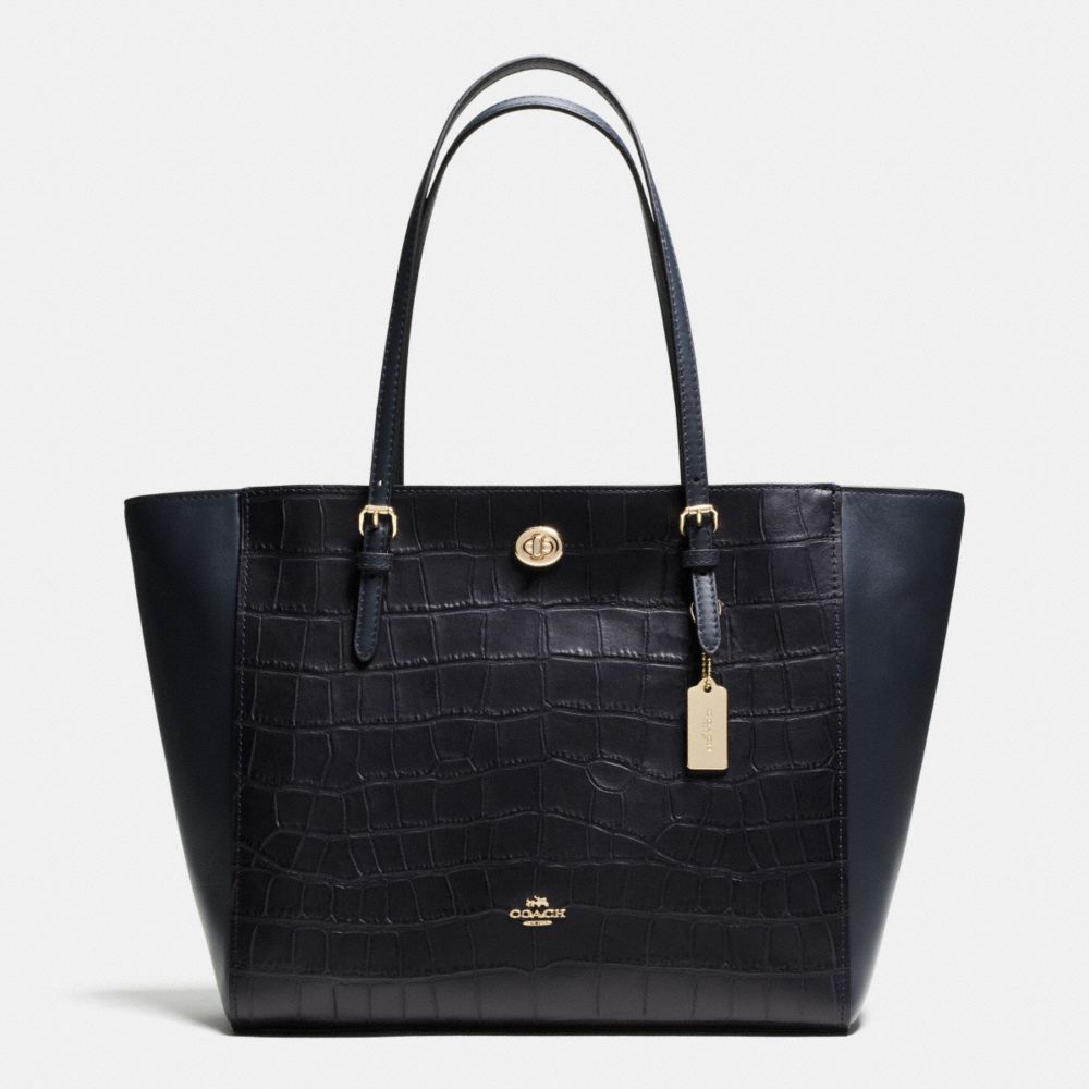 Turnlock Tote In Croc Embossed Leather COACH