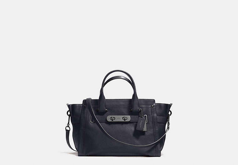 COACH®,COACH SOFT SWAGGER IN SOFT GRAIN LEATHER,Leather,Large,Navy/Dark Gunmetal,Front View
