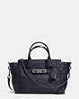 COACH®,COACH SOFT SWAGGER IN SOFT GRAIN LEATHER,Leather,Large,Navy/Dark Gunmetal,Front View