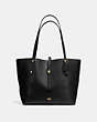 COACH®,MARKET TOTE,Leather,X-Large,Black/True Red/Light Gold,Front View