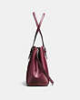 COACH®,TURNLOCK CARRYALL,PU Split Leather,Large,Silver/BURGUNDY,Angle View