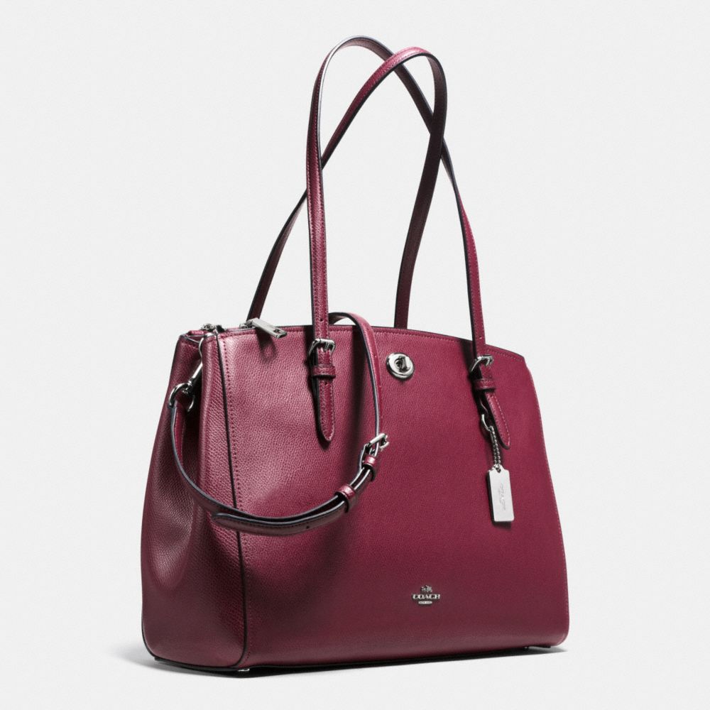 COACH®,TURNLOCK CARRYALL,PU Split Leather,Large,Silver/BURGUNDY,Group View