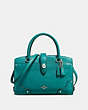 COACH®,MERCER SATCHEL 24,Leather,Medium,Silver/Teal,Front View