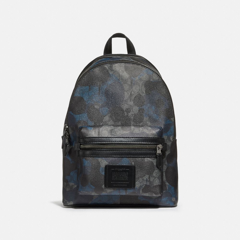 COACH®,ACADEMY BACKPACK IN SIGNATURE CAMO PRINT,Coated Canvas,X-Large,Black Antique Nickel/Charcoal,Front View