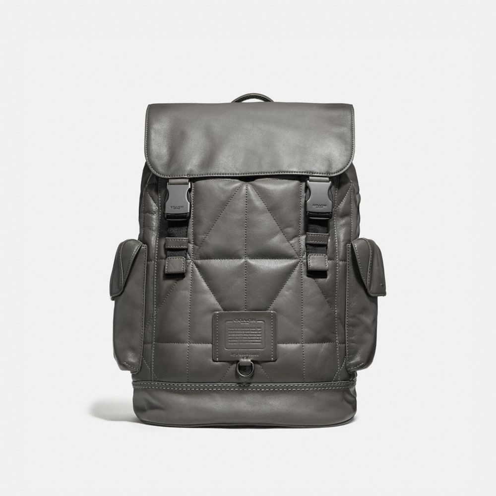 COACH®,RIVINGTON BACKPACK WITH QUILTING,Leather,Black Copper/Heather Grey,Front View
