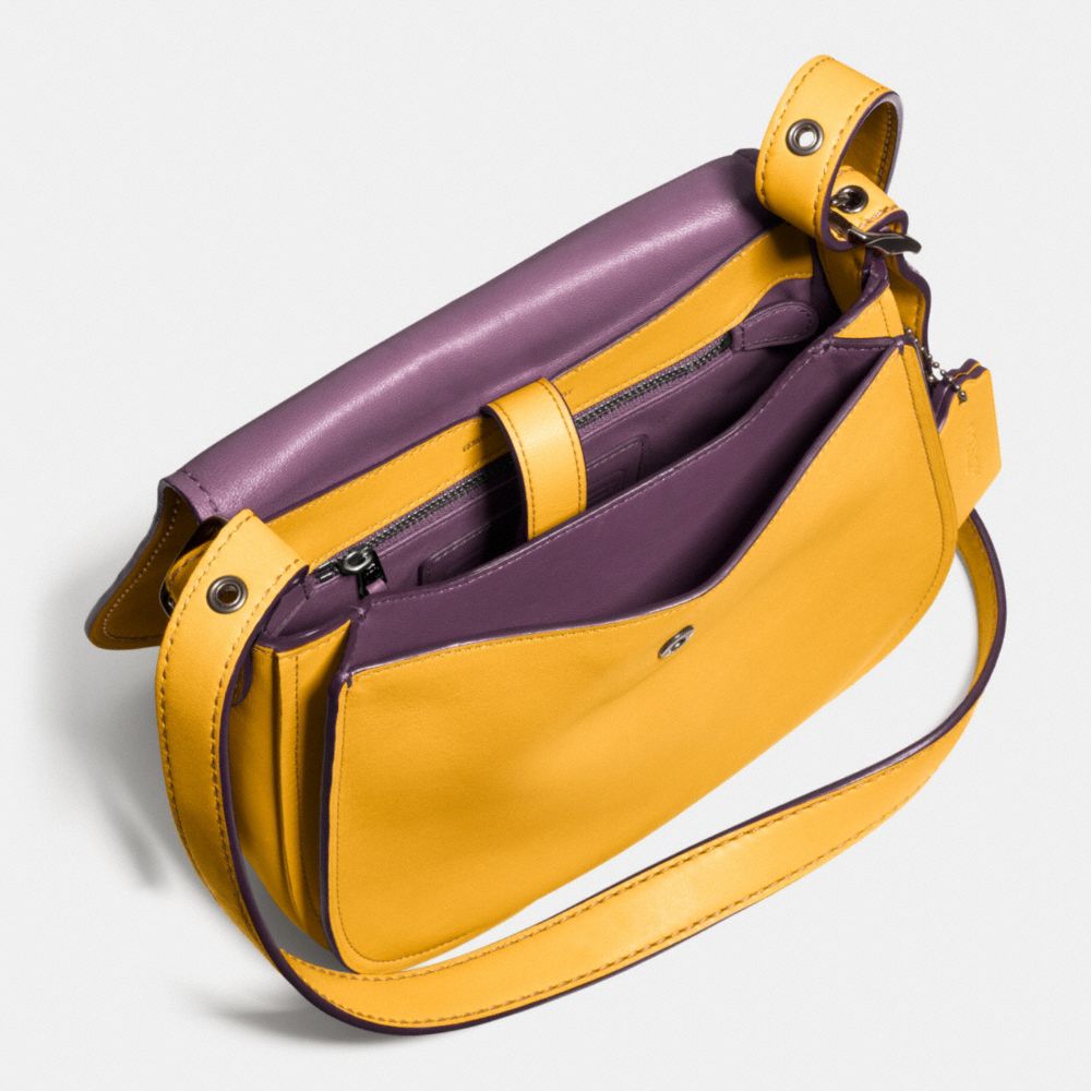 COACH®,SADDLE 23,Leather,Dark Gunmetal/Flax/Eggplant,Inside View,Top View