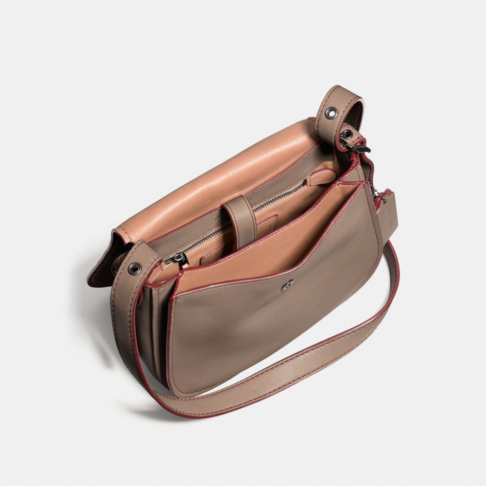 COACH®,SADDLE 23,Leather,Dark Gunmetal/Fog/Adobe,Inside View,Top View