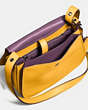 COACH®,SADDLE BAG 23 WITH PERSONALIZED STORYPATCH,Leather,Small,Dark Gunmetal/Flax/Eggplant,Inside View,Top View