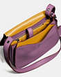 COACH®,SADDLE BAG 23 WITH PERSONALIZED STORYPATCH,Leather,Small,Dark Gunmetal/Eggplant/Flax,Inside View,Top View