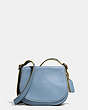 COACH®,SADDLE BAG 23 WITH PERSONALIZED STORYPATCH,Leather,Small,Dark Gunmetal/Cornflower/Flax,Front View