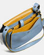 COACH®,SADDLE BAG 23 WITH PERSONALIZED STORYPATCH,Leather,Small,Dark Gunmetal/Cornflower/Flax,Inside View,Top View