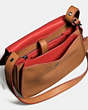 COACH®,SADDLE BAG 23 WITH PERSONALIZED STORYPATCH,Leather,Small,Dark Gunmetal/Tabac/Carmine,Inside View,Top View
