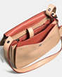 COACH®,SADDLE BAG 23 WITH PERSONALIZED STORYPATCH,Leather,Small,Dark Gunmetal/Beechwood/Rust,Inside View,Top View