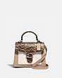 COACH®,TABBY TOP HANDLE 20 IN COLORBLOCK WITH SNAKESKIN DETAIL,Smooth Leather/Suede/Exotic,Small,Light Antique Nickel/Taupe Multi,Front View