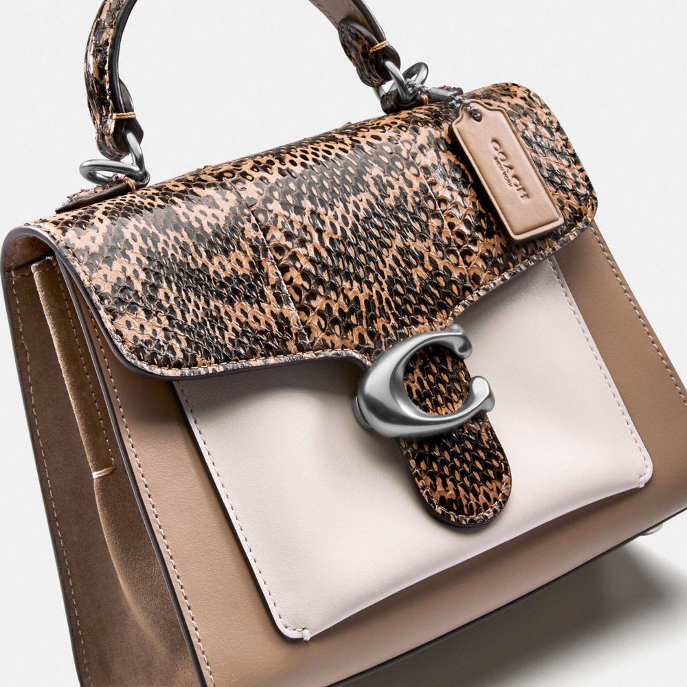 COACH Tabby Top Handle 20 In Colorblock With Snakeskin Detail