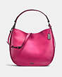 COACH®,MAE HOBO,Leather,Large,Gunmetal/Cerise,Front View