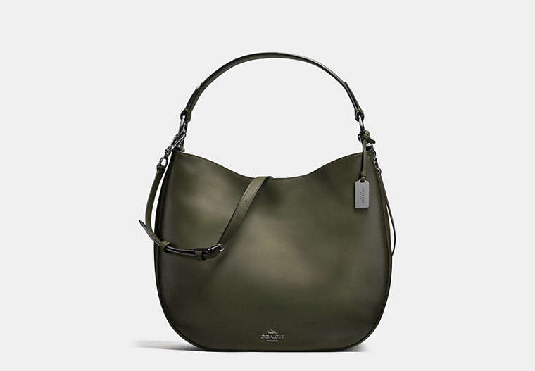 COACH®,MAE HOBO,Leather,Large,Gunmetal/Surplus,Front View