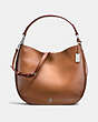 COACH®,MAE HOBO,Leather,Large,Silver/Saddle,Front View