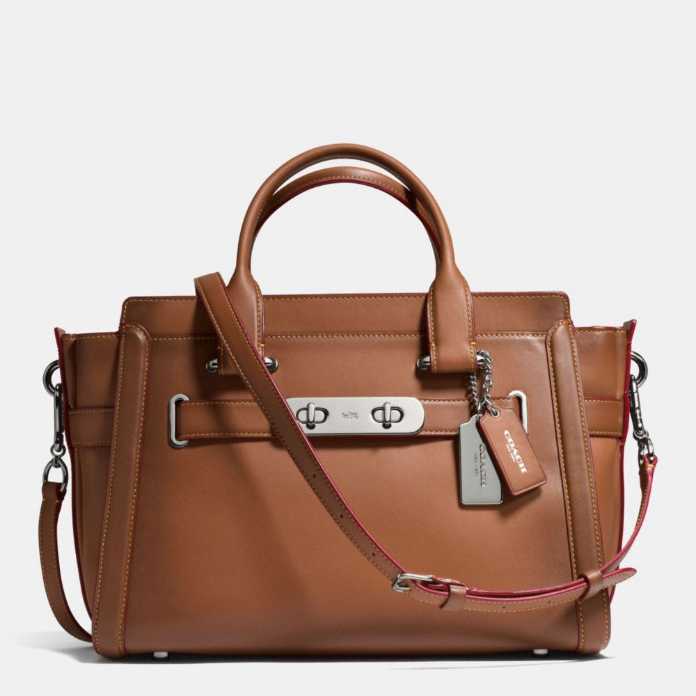 Coach Swagger En Cuir Brun Gant Bruni