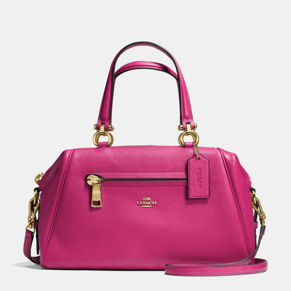 COACH®,PRIMROSE SATCHEL IN PEBBLE LEATHER,Leather,Large,Light Gold/Cerise,Front View