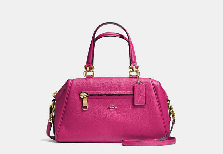 COACH®,PRIMROSE SATCHEL IN PEBBLE LEATHER,Leather,Large,Light Gold/Cerise,Front View