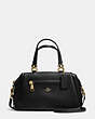 COACH®,PRIMROSE SATCHEL IN PEBBLE LEATHER,Leather,Large,Light Gold/Black,Front View