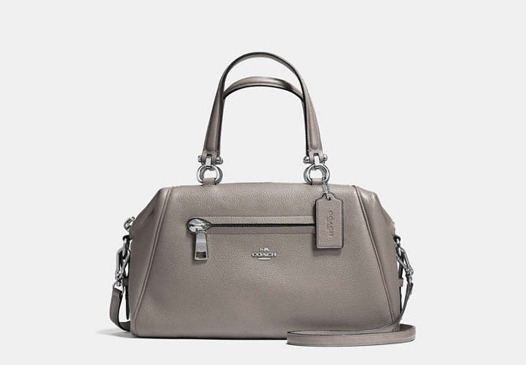 COACH®,PRIMROSE SATCHEL IN PEBBLE LEATHER,Leather,Large,Silver/FOG,Front View