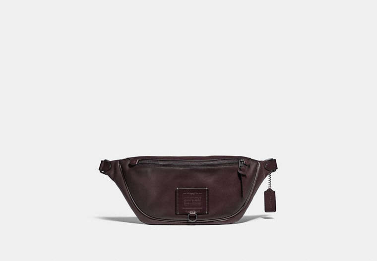 COACH®,RIVINGTON BELT BAG,Leather,Small,Black Copper/Oxblood,Front View