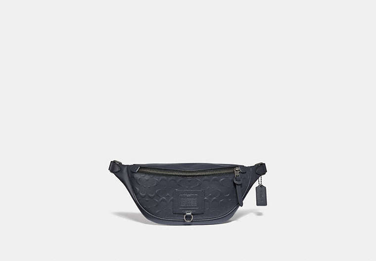 COACH®,RIVINGTON BELT BAG IN SIGNATURE LEATHER,Leather,Small,Midnight Navy/Black Copper,Front View