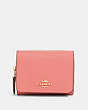 COACH®,SMALL TRIFOLD WALLET,pvc,Mini,Gold/Bright Coral,Front View
