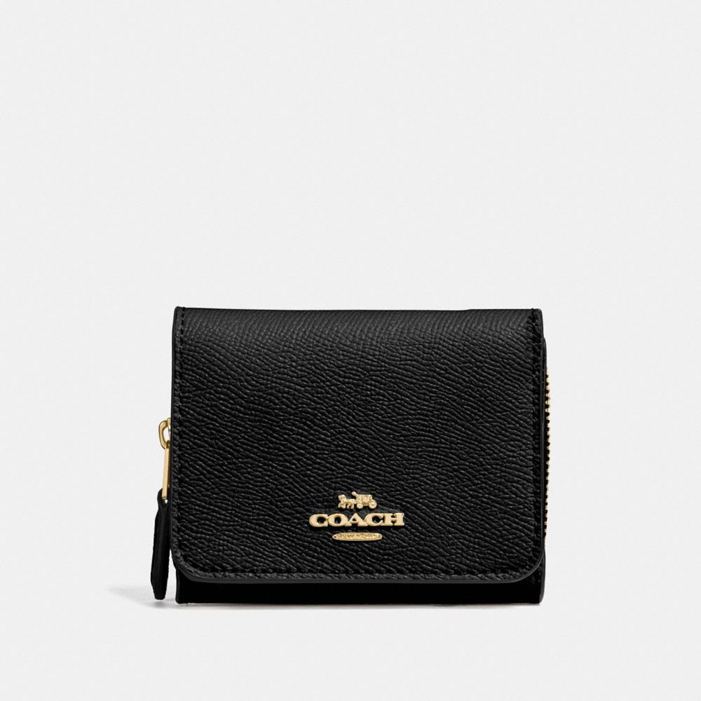 COACH®,SMALL TRIFOLD WALLET,Mini,Gold/Black,Front View