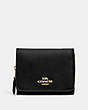 COACH®,SMALL TRIFOLD WALLET,pvc,Mini,Gold/Black,Front View