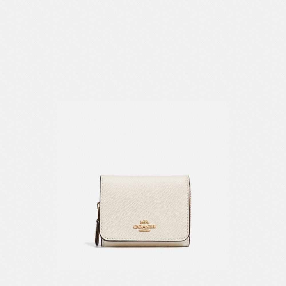 COACH®,SMALL TRIFOLD WALLET,Mini,Gold/Chalk,Front View