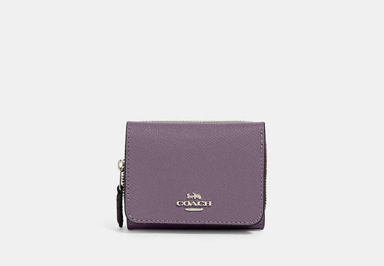 COACH®,SMALL TRIFOLD WALLET,pvc,Mini,Silver/Dusty Lavender,Front View