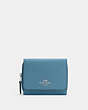 COACH®,SMALL TRIFOLD WALLET,pvc,Mini,Silver/Pacific Blue,Front View