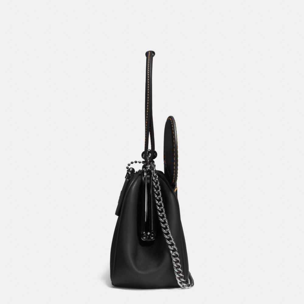 COACH®,MICKEY KISSLOCK BAG IN GLOVETANNED LEATHER,n/a,Small,Gunmetal/Black,Angle View