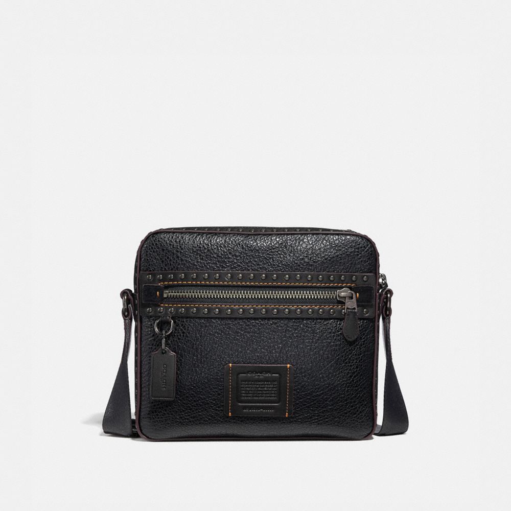 COACH®,DYLAN 27 WITH RIVETS,Leather,Small,Black Copper/Black,Front View image number 0