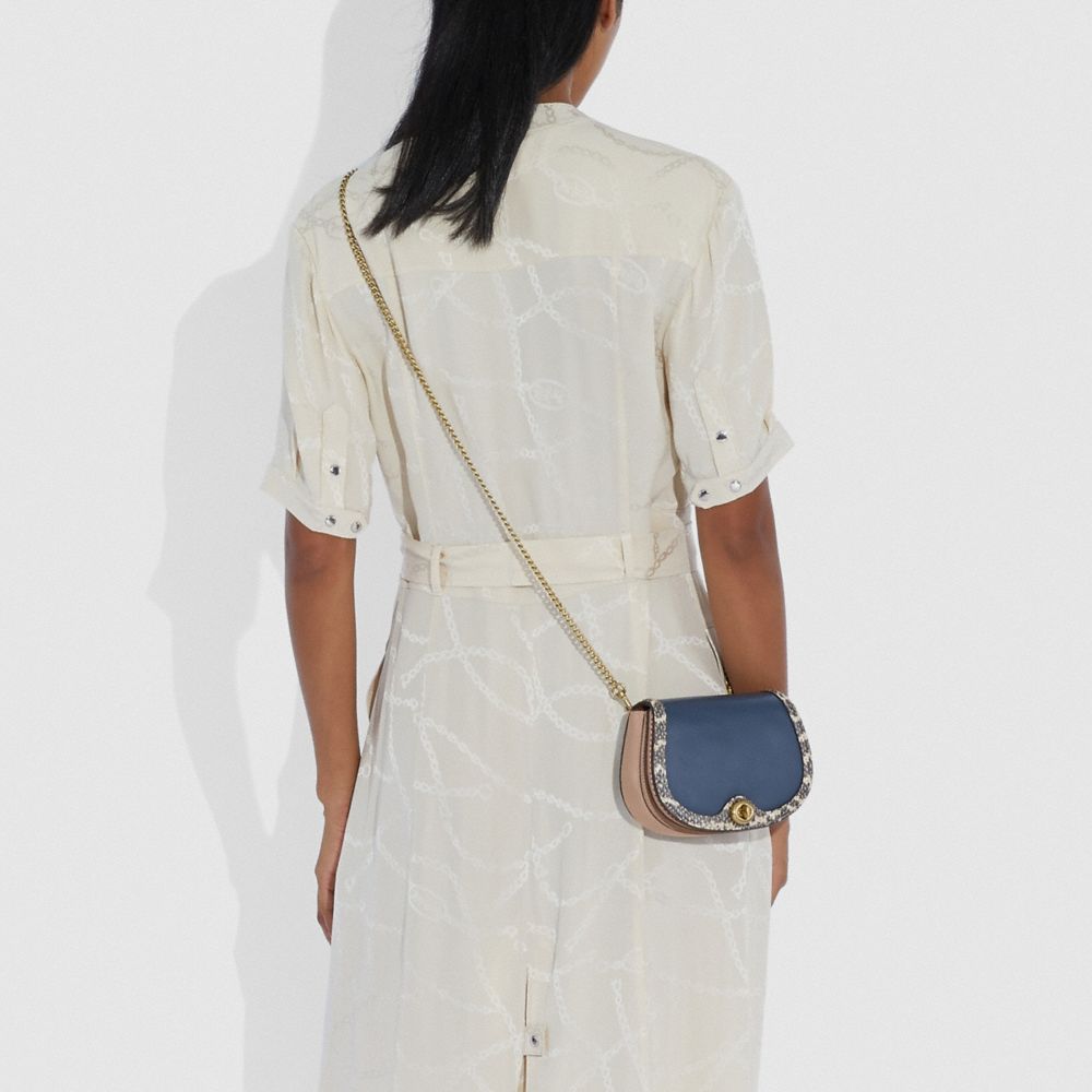 COACH®,Saddle Belt Bag In Colorblock With Snakeskin Detail,,Detail View