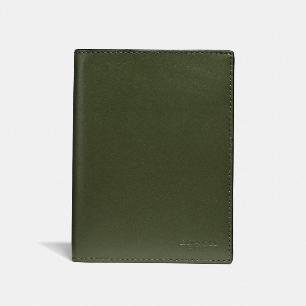 COACH®,PASSPORT CASE,Leather,Glade,Front View