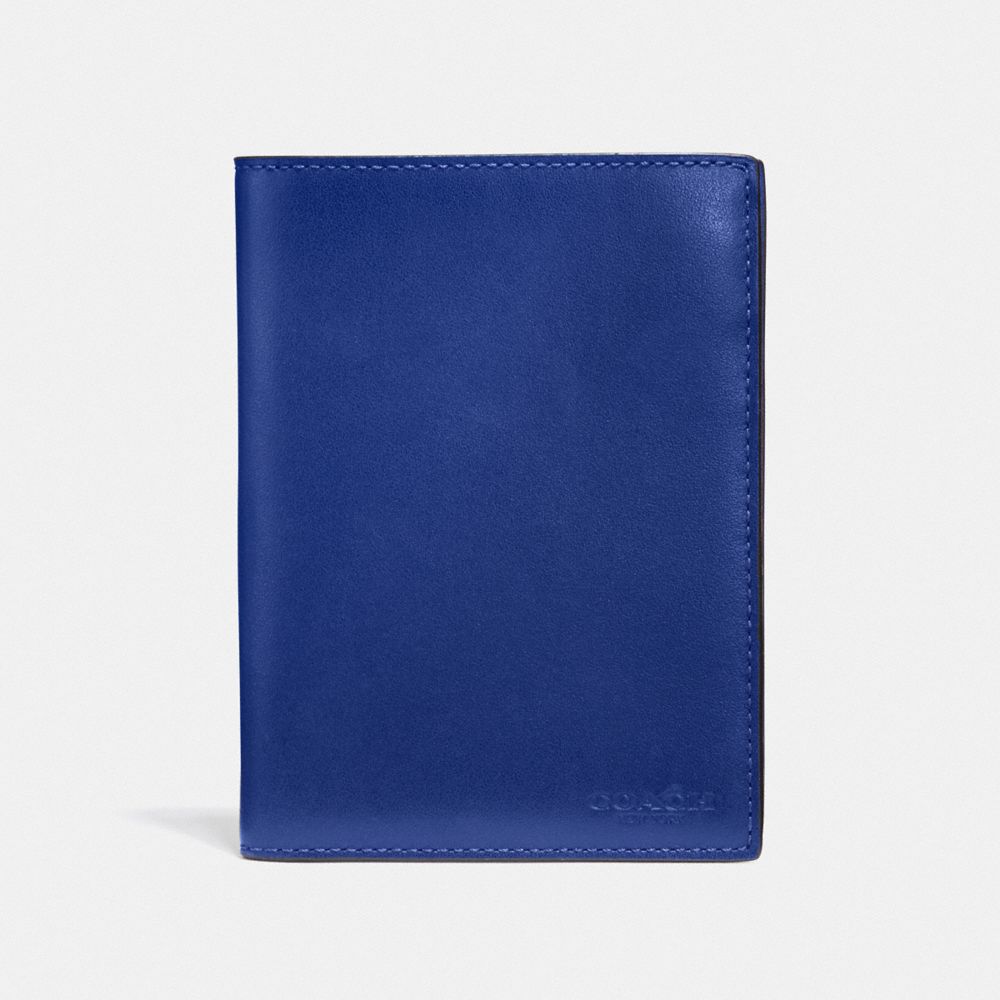 COACH®,PASSPORT CASE,Leather,Sport Blue,Front View