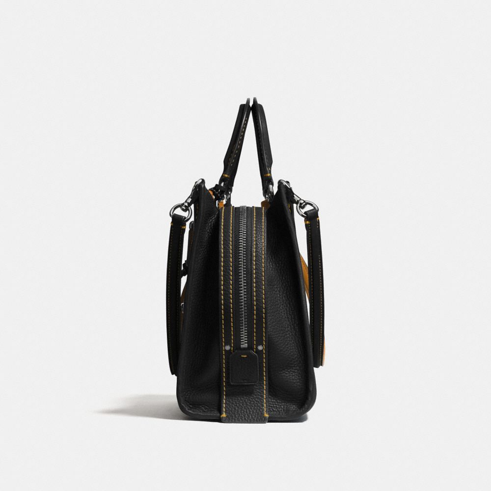 COACH®,ROGUE BAG,Pebbled Leather,Large,Black Copper/Black,Angle View