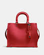 COACH®,ROGUE BAG,Pebbled Leather,Large,Black Copper/1941 Red,Front View