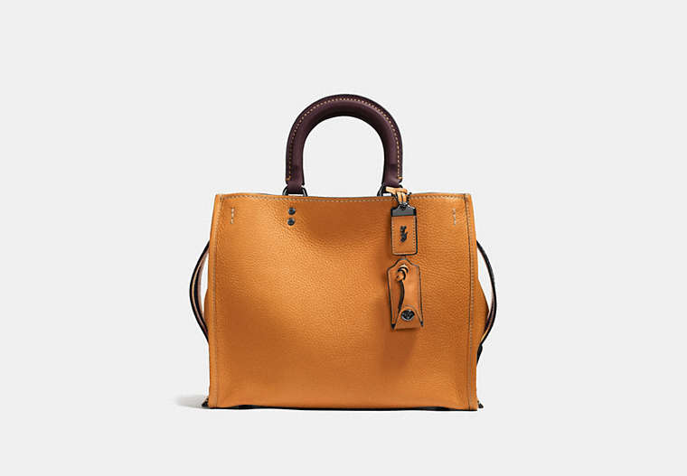 COACH®,ROGUE BAG,Pebbled Leather,Large,Pewter/Butterscotch,Front View